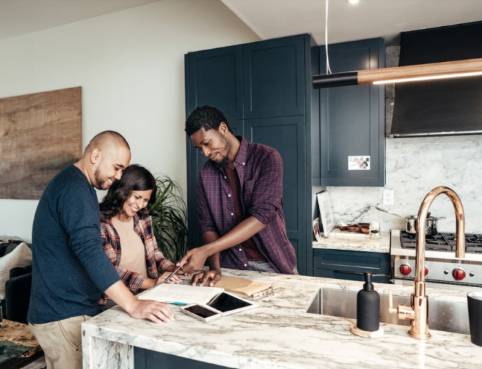 Designer presenting mood board